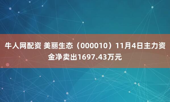 牛人网配资 美丽生态（000010）11月4日主力资金净卖出1697.43万元