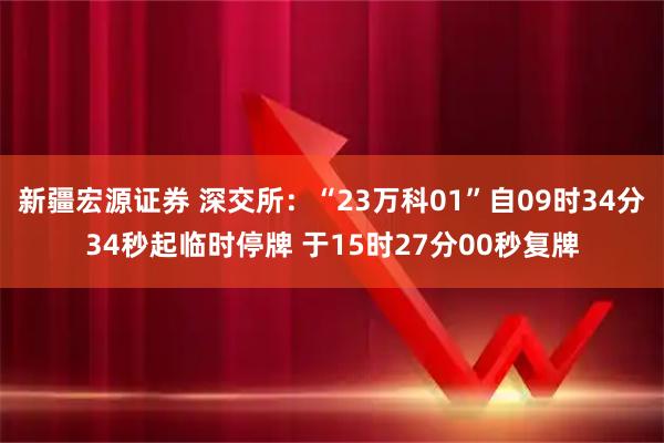 新疆宏源证券 深交所：“23万科01”自09时34分34秒起临时停牌 于15时27分00秒复牌